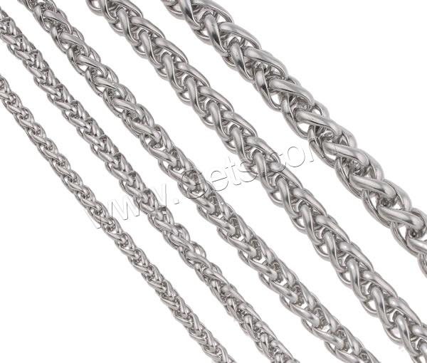 Stainless Steel Wheat Chain, different size for choice, original color, 100m/Lot, Sold By Lot