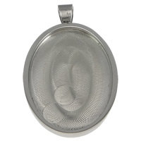 Monture de pendentif en acier inoxydable, ovale plat, couleur originale Environ Diamètre inté Environ Vendu par PC