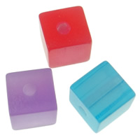 Resin Beads, Cube & pearlized, mixed colors 