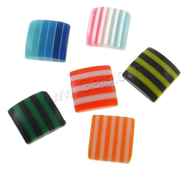 Striped Resin Beads, Square, different size for choice & flat back, mixed colors, 1000PCs/Bag, Sold By Bag