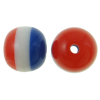 Gestreifte Harz Perlen, rund, Streifen, farbenfroh, 10mm, Bohrung:ca. 2mm, 1000PCs/Tasche, verkauft von Tasche