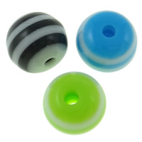 Gestreifte Harz Perlen, rund, verschiedene Größen vorhanden & Streifen, gemischte Farben, Bohrung:ca. 2mm, 1000PCs/Tasche, verkauft von Tasche