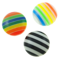 Striped Resin Beads, Flat Round, flat back, mixed colors 
