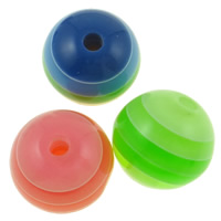 Gestreifte Harz Perlen, rund, Streifen, gemischte Farben, 16mm, Bohrung:ca. 4.5mm, 500PCs/Tasche, verkauft von Tasche