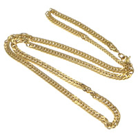 Stainless Steel Chain Necklace, 316L Stainless Steel, gold color plated, curb chain, 4mm Approx 20 Inch 