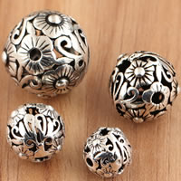 Thailand Sterling Silver Beads, Round & hollow 