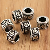 Thailand Sterling Silver Beads, Rondelle, with rhinestone Approx 3mm 