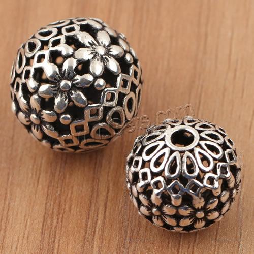 Thailand Sterling Silver Beads, Round, different size for choice & hollow, 5PCs/Bag, Sold By Bag
