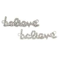 Letter Zinc Alloy Connector, word believe, plated, with rhinestone & 1/1 loop nickel, lead & cadmium free Approx 2mm 