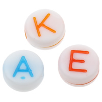 Acrylic Alphabet Beads, Flat Round, mixed pattern & solid color Approx 1mm, Approx 