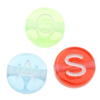 Acrylic Alphabet Beads, Flat Round, mixed pattern & transparent Approx 1mm, Approx 