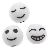 Acrylic Facial Expression Beads, Round, mixed pattern & solid color, white Approx 1mm, Approx 