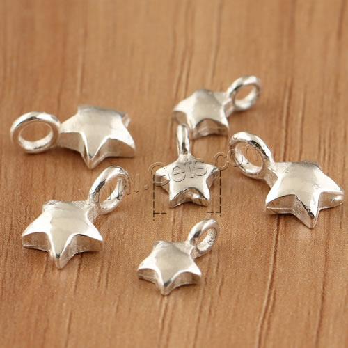 Thailand Sterling Silver Pendants, Star, different size for choice, 30PCs/Bag, Sold By Bag