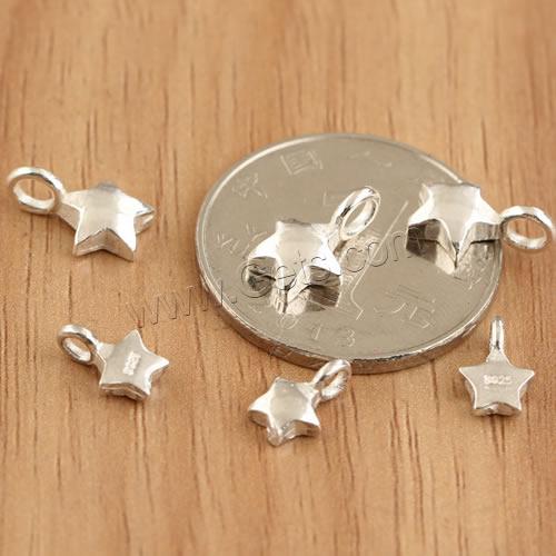 Thailand Sterling Silver Pendants, Star, different size for choice, 30PCs/Bag, Sold By Bag