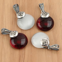Mixed Gemstone Pendants, Thailand Sterling Silver, with Cats Eye & Red Agate, with rhinestone Approx 3.5mm 