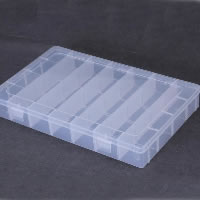 Plastic Bead Container, Rectangle, with detachable inserting piece inside & 28 cells & transparent, white 