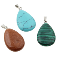 Mixed Gemstone Pendants, with iron bail Approx 