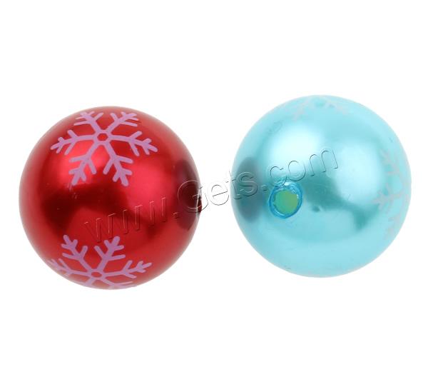 Printing Acrylic Beads, Round, Christmas jewelry & different size for choice, mixed colors, Hole:Approx 3mm, 1000PCs/Bag, Sold By Bag