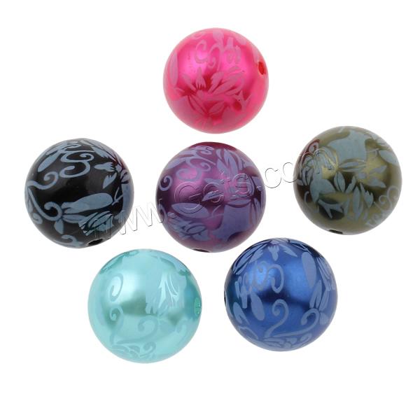Printing Acrylic Beads, Round, different size for choice, mixed colors, Hole:Approx 3mm, 1000PCs/Bag, Sold By Bag