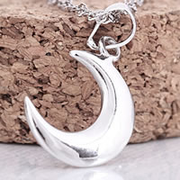 Sterling Silver Pendants, 925 Sterling Silver, Moon, platinum plated Approx 3-5mm 