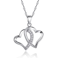 Sterling Silver Heart Pendants, 925 Sterling Silver, platinum plated, with cubic zirconia Approx 3-5mm 