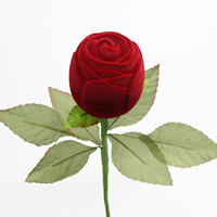 Velveteen Single Ring Box, with Spun Silk & Cardboard, Rose, red 