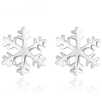 Christmas Earrings, 925 Sterling Silver, with plastic earnut, Snowflake, platinum plated, Christmas jewelry 