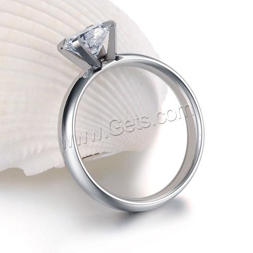 Титан Сталь палец кольцо, титан, Кольцевая форма, разный размер для выбора & Женский & с кубическим цирконием, оригинальный цвет, 4mm, 20ПК/сумка, продается сумка