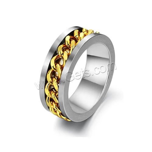 Titanium Steel Finger Ring, Donut, plated, different size for choice & for man & two tone, 8mm, 20PCs/Bag, Sold By Bag