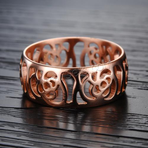 Titanium Steel Finger Ring, Donut, rose gold color plated, different size for choice & for woman & hollow, 7.5mm, 10PCs/Bag, Sold By Bag