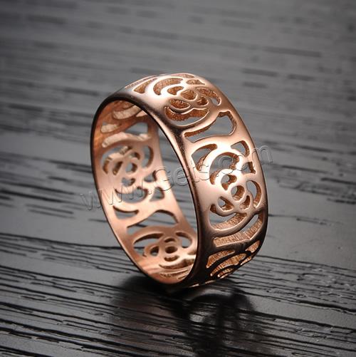Titanium Steel Finger Ring, Donut, rose gold color plated, different size for choice & for woman & hollow, 7.5mm, 10PCs/Bag, Sold By Bag