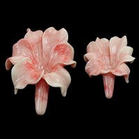 Fluted Giant Clam Beads, Flower, Carved pink Approx 0.3mm 