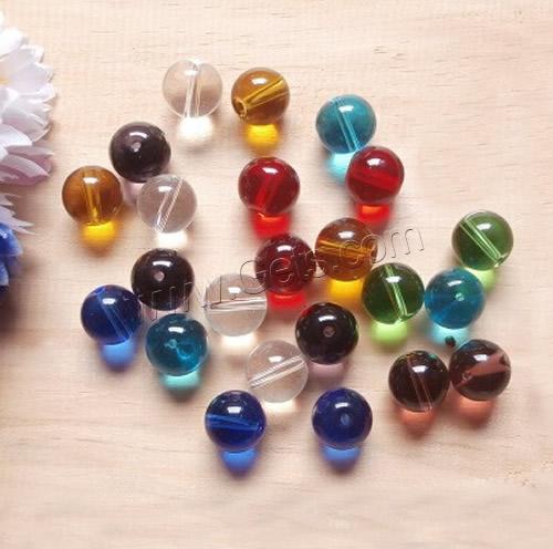 Perles de cristal rondes , normes différentes pour le choix, couleurs mélangées, Trou:Environ 1-1.5mm, Vendu par sac