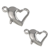 Stainless Steel Lobster Claw Clasp, 316 Stainless Steel, Heart, hand polished original color 