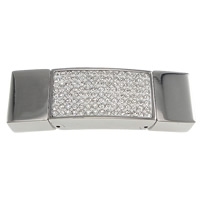 Rectangle Stainless Steel Magnetic Clasp, with Rhinestone Clay Pave, with 120 pcs rhinestone, original color Approx 