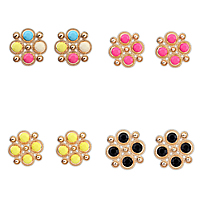 Resin Zinc Alloy Earring, with Resin, Flower, gold color plated, faceted nickel, lead & cadmium free 