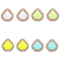 Resin Zinc Alloy Earring, with Resin, gold color plated, faceted & with rhinestone nickel, lead & cadmium free 