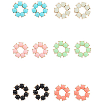 Resin Zinc Alloy Earring, with Resin, stainless steel post pin, Flower, gold color plated nickel, lead & cadmium free 