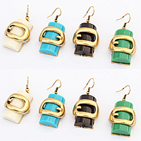 Resin Zinc Alloy Earring, with Resin, stainless steel earring hook, antique gold color plated nickel, lead & cadmium free 