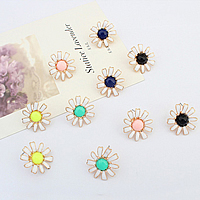Resin Zinc Alloy Earring, with Resin, stainless steel post pin, Flower, gold color plated, enamel nickel, lead & cadmium free 