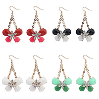 Resin Zinc Alloy Earring, with Resin, stainless steel earring hook, Butterfly, gold color plated, faceted & with rhinestone nickel, lead & cadmium free 