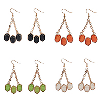 Resin Zinc Alloy Earring, with Resin, stainless steel earring hook, gold color plated, faceted nickel, lead & cadmium free 