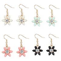 Resin Zinc Alloy Earring, with Resin, stainless steel earring hook, Flower, gold color plated, faceted & with rhinestone nickel, lead & cadmium free 