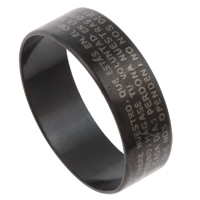 Men Stainless Steel Ring in Bulk, Donut, black ionic, with letter pattern - US Ring .5-11.5 