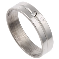 Нержавеющая сталь Rhinestone палец кольцо, нержавеющая сталь, Кольцевая форма, со стразами, оригинальный цвет - размер:6-10, 36ПК/Box, продается Box