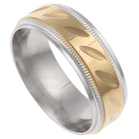 Stainless Steel Finger Ring, Donut, plated, two tone - US Ring .5-11.5 