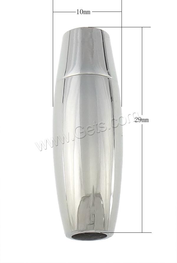 Круглая нержавеющая сталь Магнитная застежка, Овальная форма, односторонний, оригинальный цвет, 10x29mm, отверстие:Приблизительно 4.5mm, продается PC