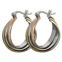 Titanium Steel Hoop Earring, Donut, plated, multi-colored 