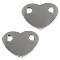 Stainless Steel Charm Connector, 304 Stainless Steel, Heart, 1/1 loop, original color Approx 