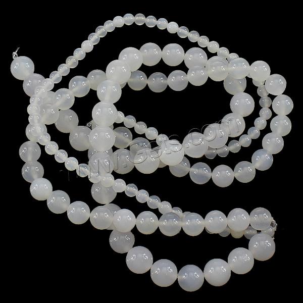 Perle Agate blanche naturelle, Rond, normes différentes pour le choix, Vendu par brin